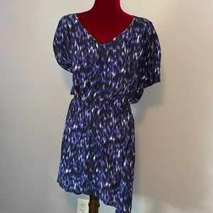 High low express blue and white dress